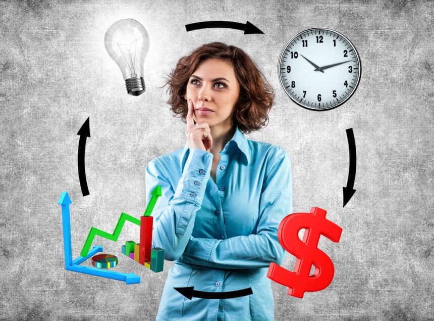 Mint Vs. Quicken Young girl before movement objects in business